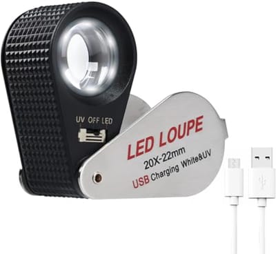 20x Vergrotende Loep met LED en UV Verlichting voor Sieraden en Edelstenen