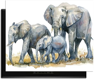 KitchenArt - Elephant Family - Inductie Beschermer - 76x51.5 cm - Kookplaat Beschermer - Luxe Afdekplaat Inductieplaat - Anti-slip & Oprolbaar - Beschermmat Inductiekookplaat