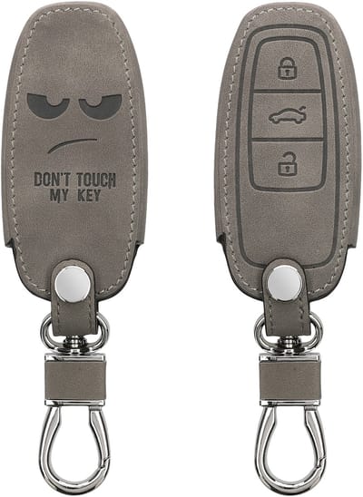kwmobile autosleutelhoes geschikt voor Audi A6 A7 A8 Q7 Q8 3-knops autosleutel Keyless - beschermhoes van imitatieleer - Don't Touch My Key design - grijs