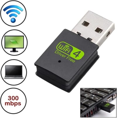 DrPhone W2 Pro Mini Wifi Adapter- Driver Free - tot 300 Mbps - Windows - USB WiFi Netwerk - Plug en Play WiFi Adapter - Zonder Installatie
