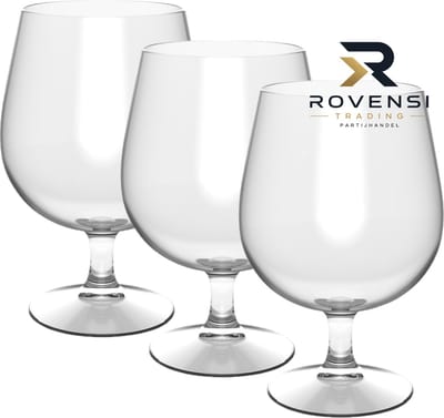 6 stuks VENJOY sier bierglas op voet - 520 ML - onbreekbaar HDPE kunststof - helder als glas - transparant