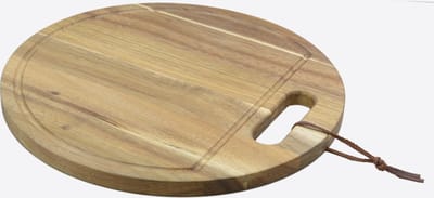 Point-Virgule ronde serveerplank met sapgeul - acaciahout - ø 30cm