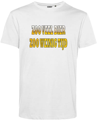 T-shirt Zoo veel bier Zoo weinig tijd | Oktoberfest dames heren | Carnavalskleding heren dames | Foute party | Wit | maat XS