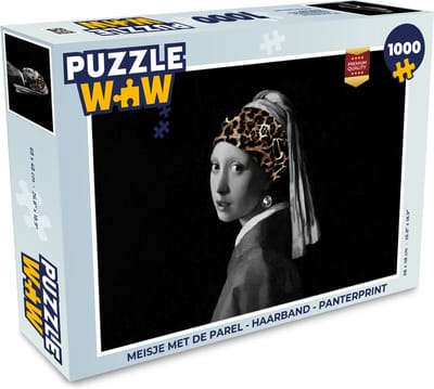 Puzzel Meisje met de parel - Haarband - Panterprint - Legpuzzel - Puzzel 1000 stukjes volwassenen