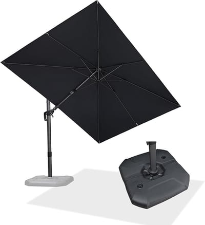 Zweefparasol 270 x 270 cm Vierkant – 360° Draaibaar, Kantelbaar, Axiaal Zwenkend, Aluminium Frame, UV-bestendig, Waterafstotend, Grijs | Laura