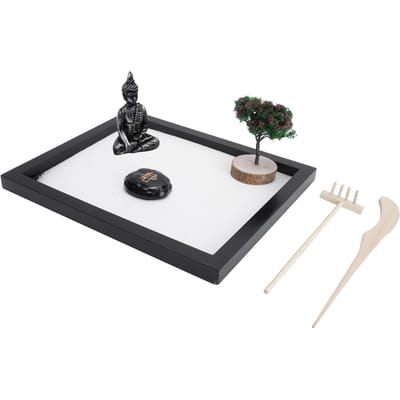 Zen Tuin Kit Mini Meditatie Japanse Zandbak Tafeldecoratie voor Thuis Kantoor white