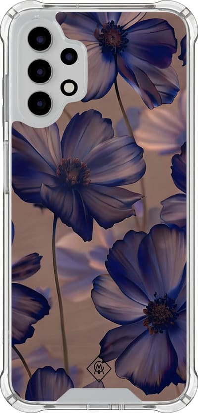 Casimoda® hoesje - Geschikt voor Samsung Galaxy A13 4G - Twilight Petals - Shockproof case - Extra sterk - TPU/polycarbonaat - Paars, Transparant