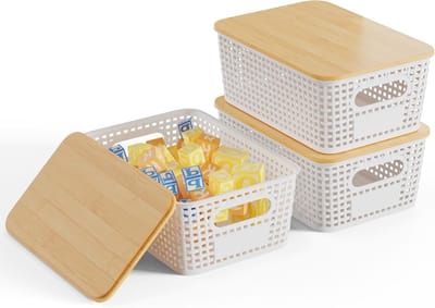 Set van 3 Stapelbare Opbergdozen met Deksel - Lichtgewicht, Stofdicht en Ideaal voor Cosmetica, Speelgoed en Organisatie