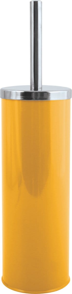 MSV Toiletborstel in houder/wc-borstel - metaal - saffraan geel - 38 cm - Badkamer