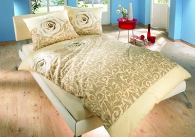 SENZATIONE 100% Katoen Percaline Dekbedovertrek 240x200/220-2x60x70 cm FLOWER ECRU