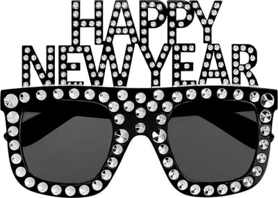 Boland - Partybril Bling bling 'Happy new year' zilver - Volwassenen - Geen verkleedthema -
