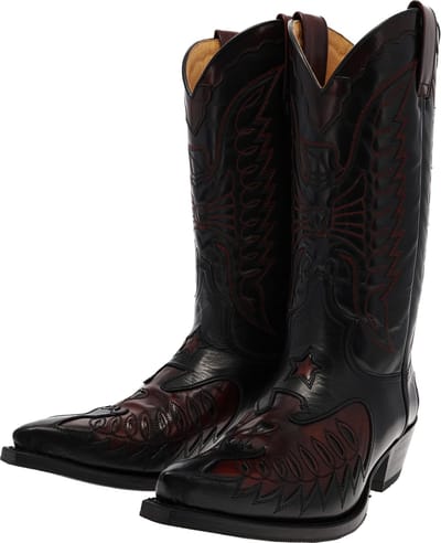 Sendra CUERVO WEST 2720 Black Fuchsia western laarzen zwart rood - 45 EU