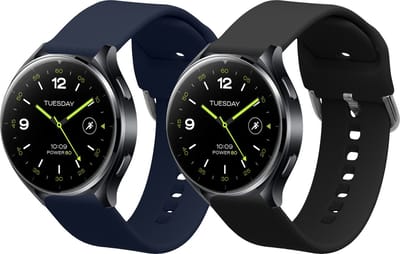 kwmobile 2x horlogebandjes geschikt voor Xiaomi Watch 2 / OPPO Watch X / Oneplus 2 bandje - Smartwatch bandjes van TPU - Activity tracker horloge band in zwart / donkerblauw
