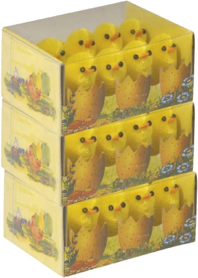 Rayher hobby Paaskuikentjes - geel - mini - 3 cm - 24x stuks - Paasversiering / Pasen decoraties - kuikens