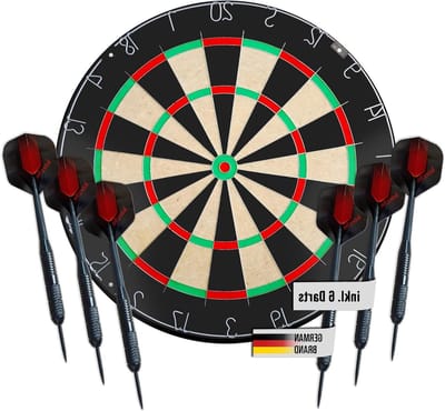 Karella BullOut Professioneel dartbord zonder logo's, Bristle Steel dartbord 45 cm, klemvrij, hoogwaardige sisal, draaibare cijferring, toernooigrootte, incl. muurbeugel, wiggen