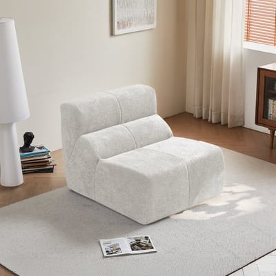 MODFU Fauteuil - Ergonomisch - Modern - Fluweel - Wit - 94 X 110 X 79 Cm