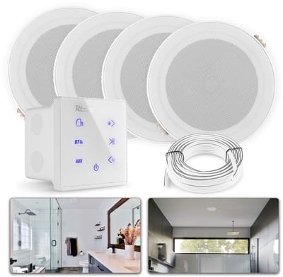 Power Dynamics A100 badkamerspeaker set - Bluetooth speaker voor badkamer - 5 Inch - 160W - Wit
