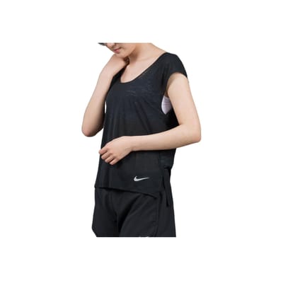 T-shirt à Manches Courtes Décontracté de Running Couleur Unie Nike Femme tops Noir 831785-010 L black