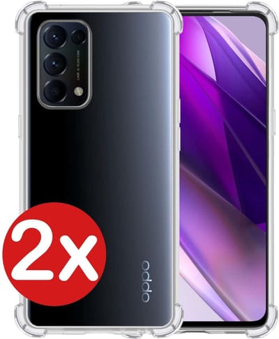 Hoesje - 2 Stuks - Geschikt voor OPPO Find X3 Lite - Sterk & Shockproof - Back Cover - Siliconen Case - Telefoon Hoes Shock Proof - Telefoonhoes - Transparant