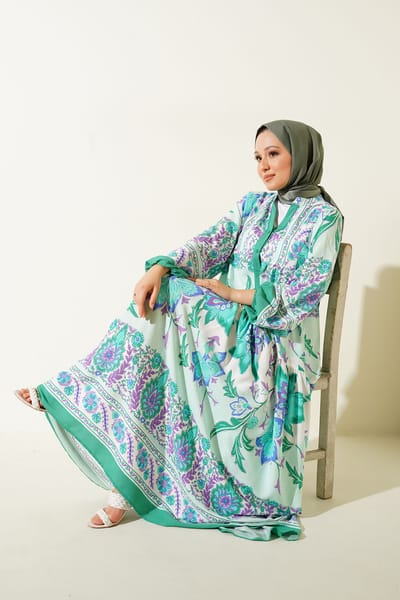 Gedrukt V-hals Maxi Jurk