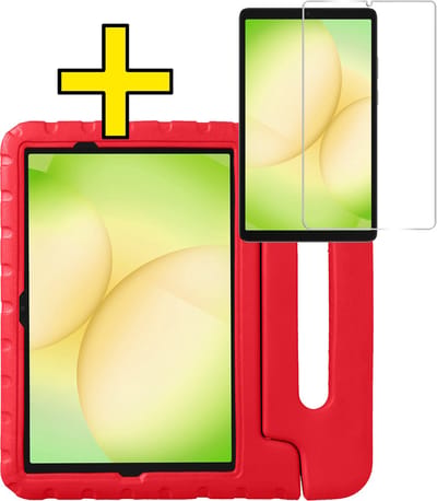 Hoes - Geschikt voor Samsung Galaxy Tab A11 Plus - Met Screenprotector - Kinderhoes Shockproof Bumper - Kidsproof Case - Tablet Hoesje - Kinder Hoesje Cover - Rood