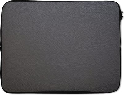 Laptophoes 15.6 inch - Leer - Structuur - Lederlook - Grijs - Laptop sleeve - Binnenmaat 37x26 cm - Zwarte achterkant - Back to school spullen - Schoolspullen jongens en meisjes middelbare school - Macbook air hoes - Chromebook sleeve
