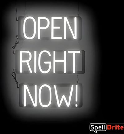 OPEN RIGHT NOW! - Lichtreclame Neon LED bord verlicht | SpellBrite | 46 x 60 cm | 6 Dimstanden - 8 Lichtanimaties | Reclamebord neon verlichting