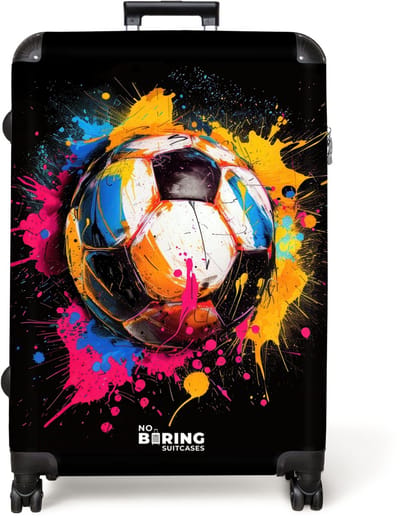 NoBoringSuitcases.com® - Koffer groot - Reiskoffer lichtgewicht - Voetbal met kleurrijke graffiti - Rolkoffer met 4 wielen - Grote trolley XL - 98 liter bagage