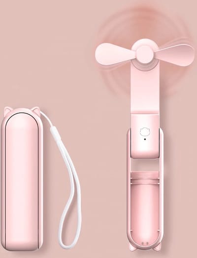 Mini handventilator - Roze - 3 Snelheden - Powerbank - Electrische oplaadbare ventilator - Draadloos - Mini Bureau Waaiers - Aircooler Staand - Tafelventilator
