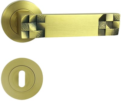 DOMINO TORO-R M3 MAT - Deurkruk op ronde rozet - BB baardsleutel sluiting - Mat bruin - Aluminium deurbeslag set