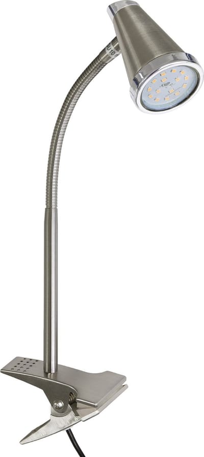 Trango 6612 LED Klem Lamp I Tafellamp I Leeslamp I Clip Lamp in RVS look met Decoratieve Chroom Ring, Klemspot I Nachtlampje I Bureaulamp incl. 1x 5 Watt GU10 3000K warm witte LED lamp