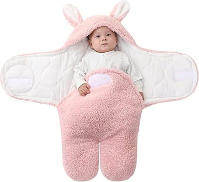 Baby Slaapzak, 2.0 Tog Pasgeboren Inbakerdeken, Slaapzak, Katoenen Dikke Slaapzakken voor Jongens, Meisjes, Roze, 6 M (0-3 Maanden)