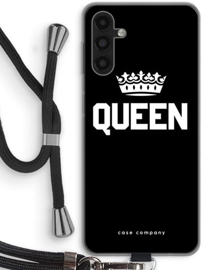 Case Company® - Hoesje met koord geschikt voor Samsung Galaxy A13 5G hoesje met Koord - Queen zwart - Telefoonhoesje met Zwart Koord - Bescherming aan alle Kanten en Over de Schermrand