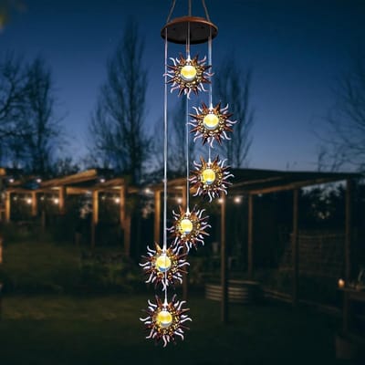 Zonlicht Windgong voor Buiten met Waterdichte LED Lamp, Hangende Tuinverlichting en Decoratie voor Balkon en Patio