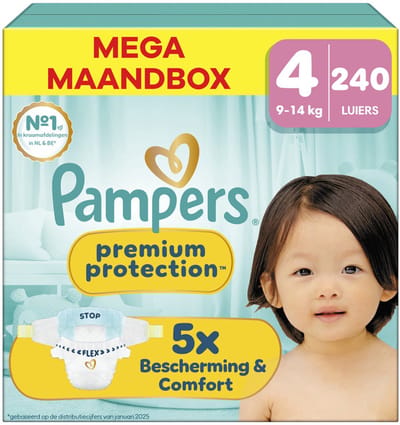 Pampers - Premium Protection - Maat 4 - Mega Maandbox - 240 luiers - 9/14KG