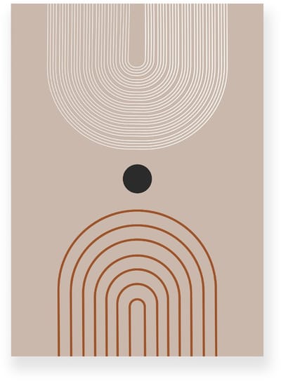 Poster 20x30 cm - Halve Bogen - Lijnen - Taupe - Bruin - Minimalistisch - Japandi - Muurdecoratie - Wanddecoratie