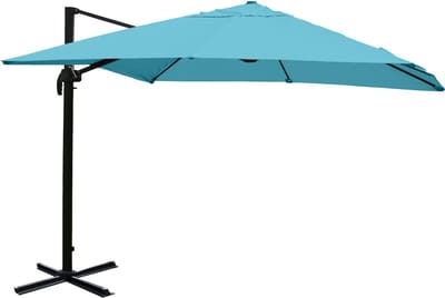 Zweefparasol MCW-A96, parasol 3x3m (Ø4.24m) polyester aluminium/staal 23kg ~ turquoise zonder voet