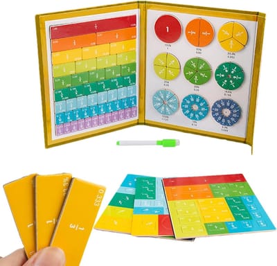 Puzzelboek Magnetische Breuken - Leerhulpmiddel Wiskunde - Breuken Leren - Interactieve Leerpagina's - 22 x 18 cm - Meerdere Kleuren