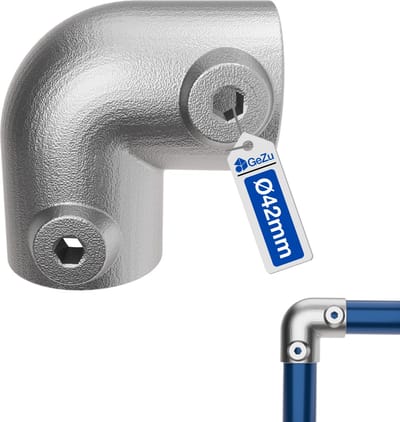 GeZu Impex 90° Kniestuk Buis Klem Ø42mm Thermisch Verzinkt Zilver
