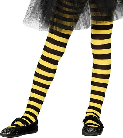 Fiestas Guirca Carnaval verkleed panty - geel/zwart - gestreept - 15 denier - voor meisjes