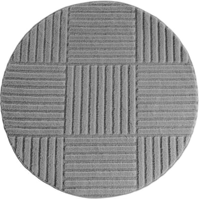 Japandi Art Kubic - Rond Scandinavisch Vloerkleed - Laagpolig Effen - Grijs- 120 CM Ø