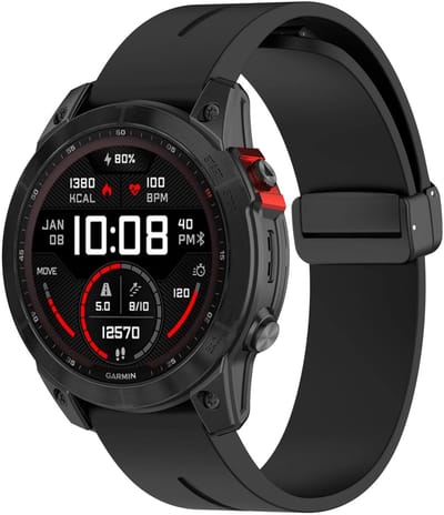 Strap-it Fenix universeel 26mm siliconen bandje met D-buckle - horlogebandje geschikt voor Garmin Fenix 9 (Pro) 51mm / Fenix 8 (Pro) 51mm / Garmin Fenix 7x (Pro - Sapphire Solar) / Fenix 6x (Pro - Sapphire) / Fenix 5x (Plus) / Fenix 3 - Zwart
