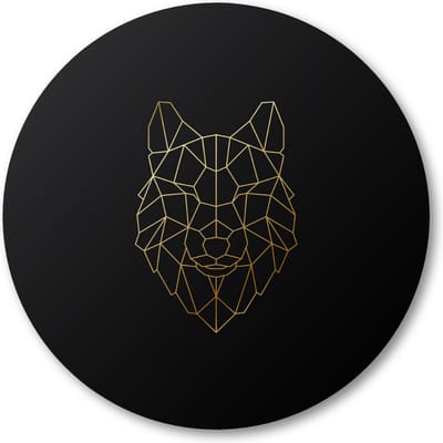 Minimalist Wolf - Goud - Muurcirkel Forex 40cm - Wandcirkel voor binnen - Dieren