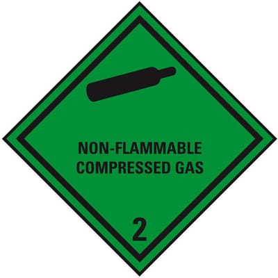 ADR klasse 2.2 sticker niet brandbaar gas met tekst 50 x 50 mm - 10 stuks per kaart