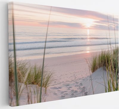 Saammp - Canvas Schilderij - Strand En Zee - duinen - Planten - 30x20 - Foto op canvas - Wanddecoratie - muurdecoratie Woonkamer - Slaapkamer decoratie - Canvas Print
