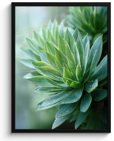 Poster in lijst - Fotolijst 60x80 cm - Posters - Blad - Plant - Groen - Textuur - Posterlijst zwart - Decoratie - Wanddecoratie woonkamer - Muurdecoratie slaapkamer
