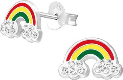 Amanto Kids Oorbellen Christ - 925 Zilver E-Coating - Regenboog - 6x9mm