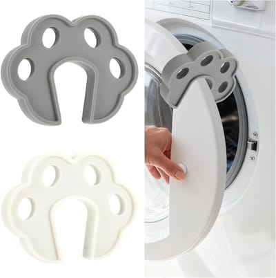 2 Stuks Silicone Deurstopper voor Wasmachine - Deurhouder voor Voorladers, Makkelijk te Gebruiken en Duurzaam (Wit Grijs)