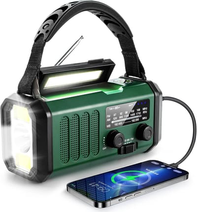 Condor Noodradio Solar & Opwindbaar – 20.000 mAh Powerbank met FM/AM Wereldontvanger – Draagbare Radio op Batterijen voor Noodgevallen & Camping – 2025 Versie