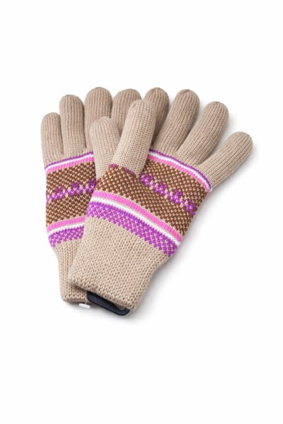 Gebreide Handschoenen – Warme Winterhandschoenen – Beige/Roze M